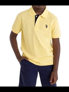 U.S. Polo Assn Boys Pique Polo Shirt Yellow Classic Fit NWT
